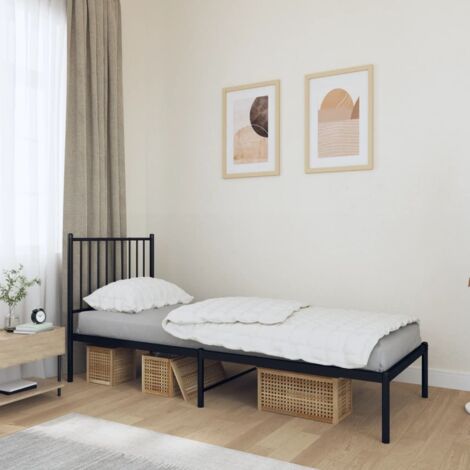 Lit adulte Contemporain avec tête de lit  Cadre de lit métal noir 80x200 cm 44594 (1/5)