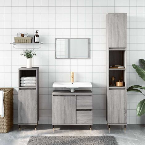 Armoire de salle de bain Meuble de salle de bain Meuble de rangement sonoma gris 65x33x60 cm bois d'ingénierie 28932 (1/5)
