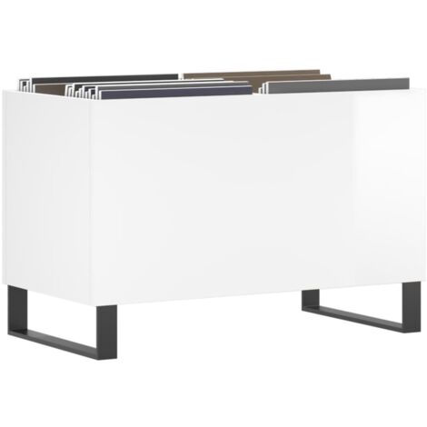 Meuble de Rangement Armoire à disques Bibliothèque blanc brillant 74,5x38x48cm bois d'ingénierie 52066 (1/5)