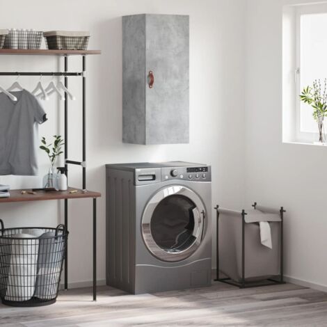 Armoire murale Armoire murale de salle de bain Meuble de rangement gris béton 34,5x34x90 cm 63798 (1/5)