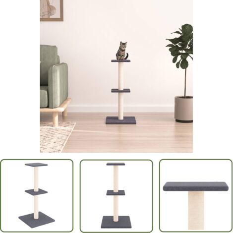 The Living Store Arbre à chat avec griffoirs en sisal gris foncé 73 cm - Arbre À Chat - Meuble Pour Chat - Tour À Chat Multi Niveaux - Griffoir Sisal - Jouet Pour Chat (1/5)