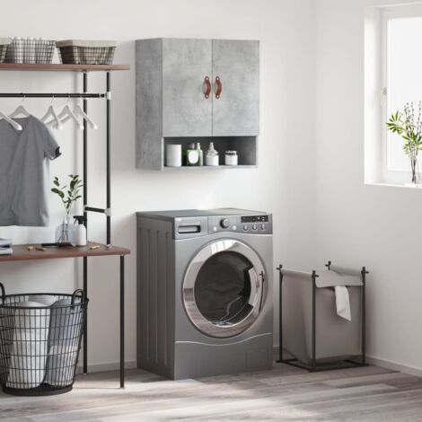 Armoire murale Armoire murale de salle de bain Meuble de rangement gris béton 60x31x70 cm bois d'ingénierie 79457 (1/5)