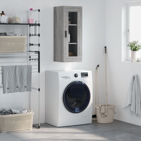 Armoire murale Armoire murale de salle de bain Meuble de rangement sonoma gris 34,5x34x90 cm 58360 (1/5)