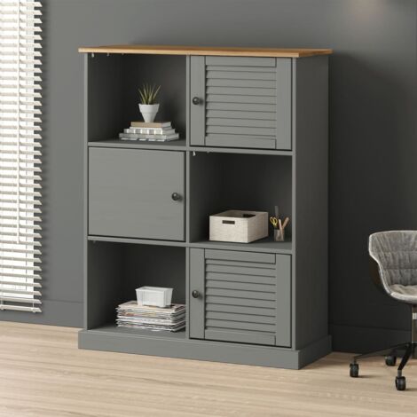 Bibliothèque Meuble de Rangement Meuble Étagère VIGO gris 90x35x114,5 cm bois massif de pin 14236 (1/5)