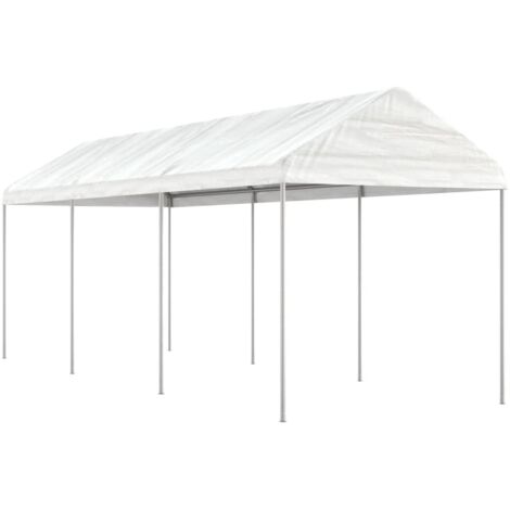 Tonnelle de jardin Tonnelle Pergola Barnum avec toit blanc 6,69x2,28x2,69 m polyéthylène 54804 (1/5)