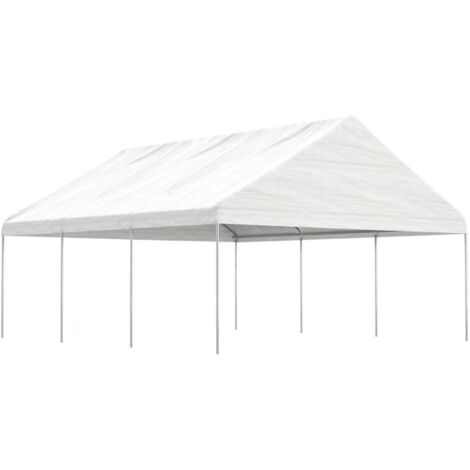 Tonnelle de jardin Tonnelle Pergola Barnum avec toit blanc 6,69x5,88x3,75 m polyéthylène 53715 (1/5)