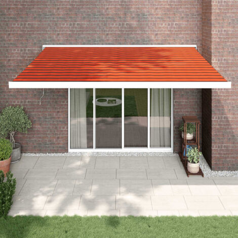 Auvent rétractable Marquise Store Banne Auvent de jardin orange et marron 4,5x3 m tissu et aluminium 29189 (1/5)