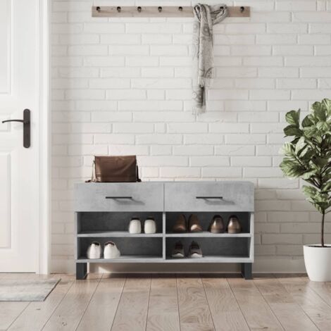 Banc à chaussures Meuble à Chaussures Armoire à Chaussures gris béton 102x35x55 cm bois d'ingénierie 76043 (1/5)