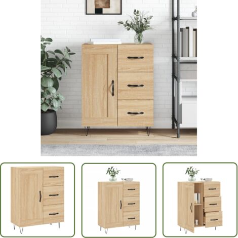 Furniture Limited - Buffet chêne sonoma 69,5x34x90 cm bois d'ingé (1/5)