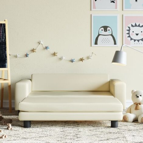 Canapé avec repose-pied pour enfants  Canapé Sofa scandinave crème 100x50x30 cm 54305 (1/5)