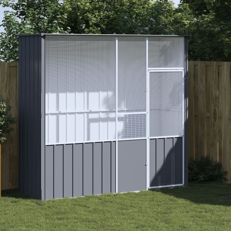 Cage à oiseaux Volière anthracite 215x78x200 cm acier galvanisé 39366 (1/5)
