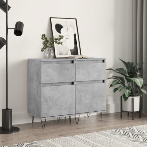 Buffets 2 pcs  Meubles de rangement  Armoires de cuisine gris béton 40x35x70 cm bois d'ingénierie 47307 (1/5)