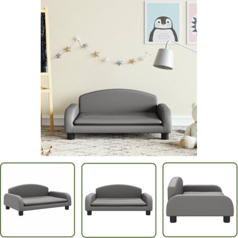 The Living Store Canapé pour enfants gris 70x45x30 cm similicuir - Canapé Enfant - Canapé Bébé - Mobilier Enfant - Meubles Pour Enfants - Chaise Enfant (1/5)