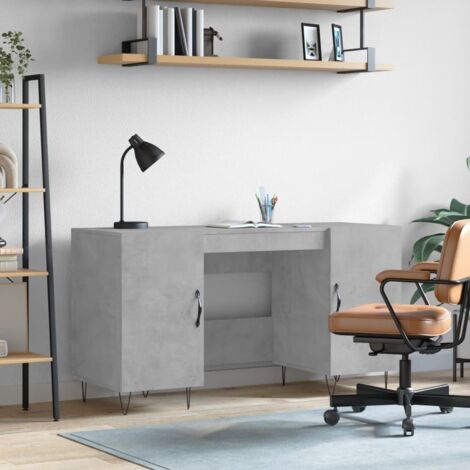Bureau Bureau d'ordinateur Bureau informatique gris béton 140x50x75 cm bois d'ingénierie 24198 (1/5)
