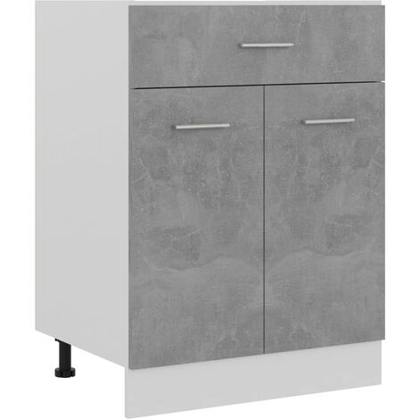 Armoire de cuisine de plancher à tiroir Design moderne, Armoire Etagère de rangement, Gris béton 60x46x81,5 cm Aggloméré OIB1267E (1/5)