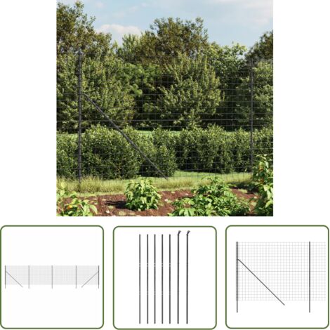 The Living Store Clôture en treillis métallique anthracite 1,6x10 m - Clôture Métal - Clôture Jardin - Clôture Rigide - Clôture Anthracite - Clôture Sécurité (1/5)