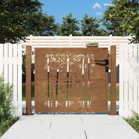 Portail de jardin  Portillon Grillage Portail de Clôture 105x80 cm acier corten conception de carré 74110