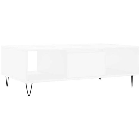Table basse blanc 104x60x35 cm bois d'ingénierie (1/5)