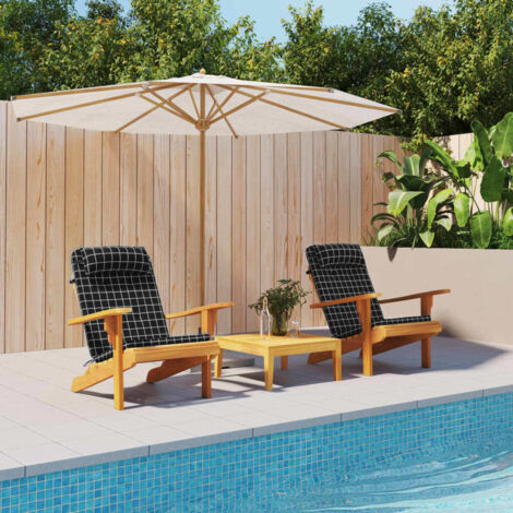 Lot de 2 Coussins de chaise adirondack  Coussin Déco confort  carreaux noir 90552