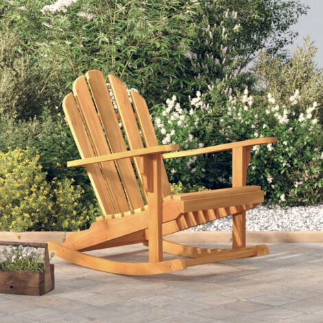 Chaise à bascule de jardin Fauteuil de Jardin Adirondack bois de teck solide 73509 (1/5)
