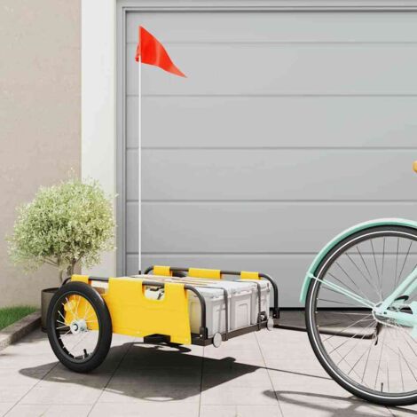 Remorque de vélo Remorque de transport  cargo jaune tissu oxford et fer 23168 (1/5)