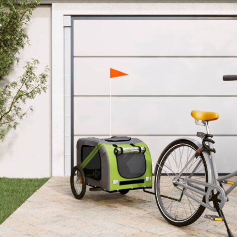 Remorque de vélo pour chien Remorque de transport vert et gris tissu oxford et fer 50660 (1/5)