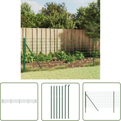 The Living Store Clôture en treillis métallique vert 1x10 m acier galvanisé - Clôture Métal - Clôture Jardin - Clôture Rigide - Clôture Verte - Clôture Sécurité (1/5)