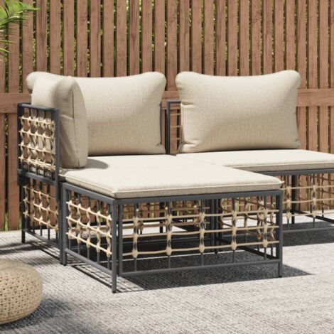 Tabouret de jardin  Chaise de jardin avec coussin beige résine tressée 21250
