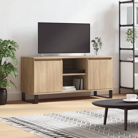 Meuble TV Banc TV Armoire de rangement chêne sonoma 104x35x50 cm bois d'ingénierie 87503 (1/5)