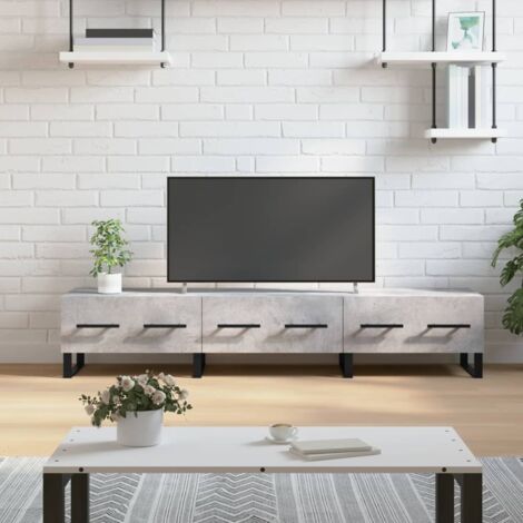 Meuble TV Banc TV Armoire de rangement gris béton 150x36x30 cm bois d'ingénierie 56698 (1/5)