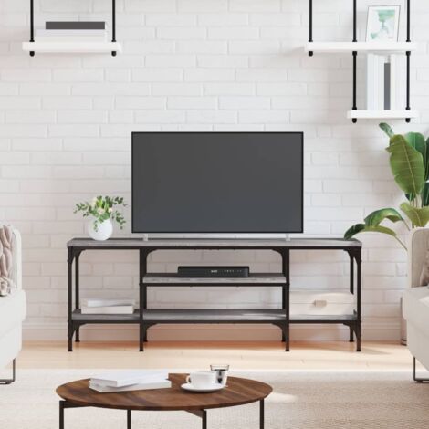 Meuble TV Banc TV Armoire de rangement sonoma gris 121x35x45 cm bois d'ingénierie et fer 45166 (1/5)