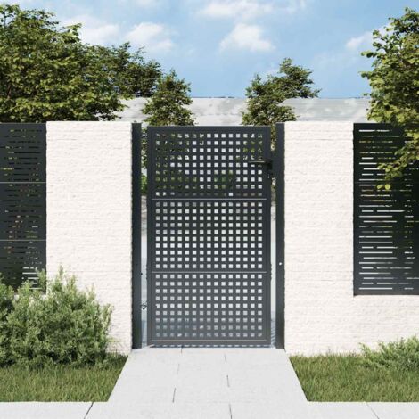 Portail de jardin  Portillon Grillage Portail de Clôture anthracite 105x175 cm acier 49664