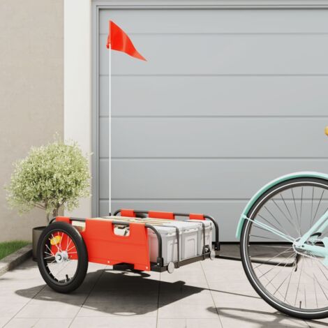 Remorque de vélo Remorque de transport cargo orange tissu oxford et fer 77842 (1/5)