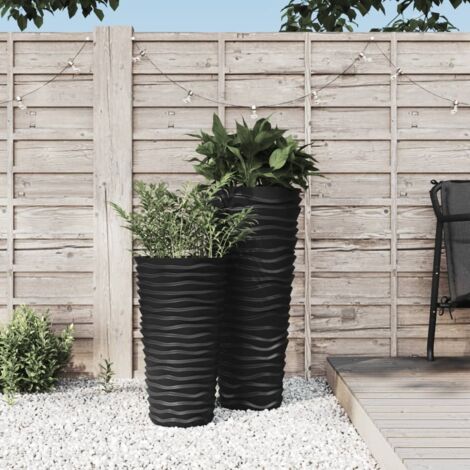 Jardinière et intérieur amovible Bac A Fleur anthracite aspect rainuré 55007 (1/5)