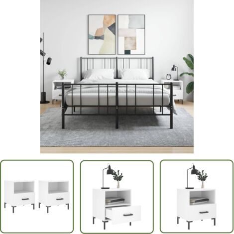 Furniture Limited - Tables de chevet 2 pcs blanc 40x35x47,5 cm bo (1/5)