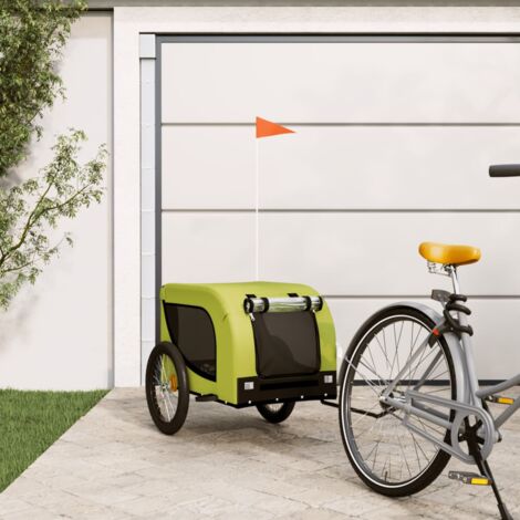 Remorque de vélo pour chien Remorque de transport vert et noir tissu oxford et fer 80768 (1/5)