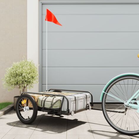 Remorque pour vélo Remorque de transport noir 126x63x34 cm fer 60632 (1/5)