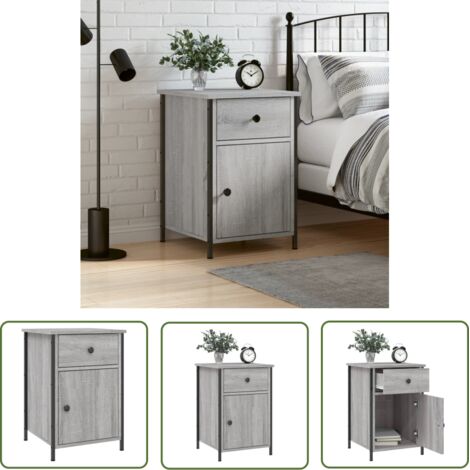The Living Store Table de chevet sonoma gris 40x42x60 cm bois d'ingénierie - Table De Chevet - Meuble De Chambre - Armoire De Chevet - Commode - Étagère Murale (1/5)