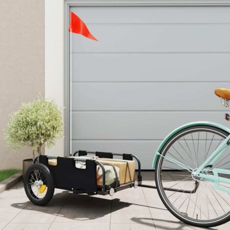Remorque de vélo Remorque de transport cargo noir tissu oxford et fer 40056 (1/5)