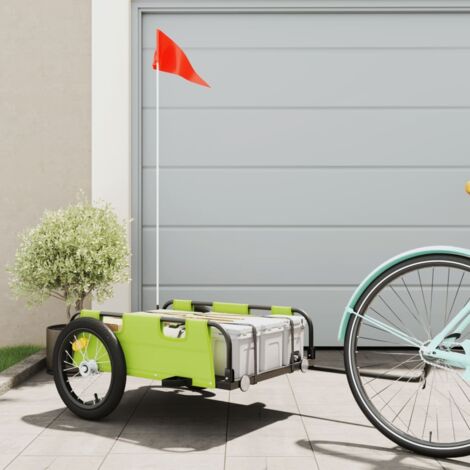 Remorque de vélo Remorque de transport cargo vert tissu oxford et fer 80563 (1/5)