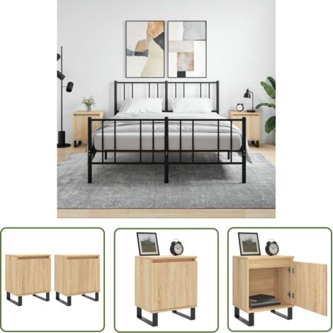 The Living Store Tables de chevet 2pcs chêne sonoma 40x30x50cm bois d'ingénierie - Table De Chevet - Meuble De Chambre - Table De Nuit - Commode - Étagère Murale (1/5)