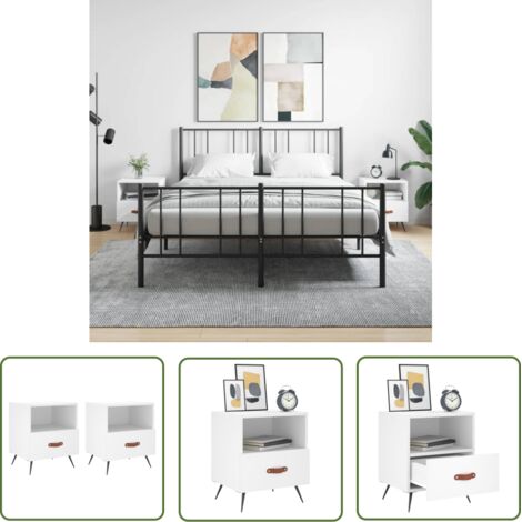 Furniture Limited - Tables de chevet 2 pcs blanc 40x35x47,5 cm bo (1/5)