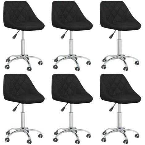 Lot de 6 Chaises de salle à manger pivotantes - Chaises à dîner Noir Similicuir BV442720 - BonneVie (1/5)