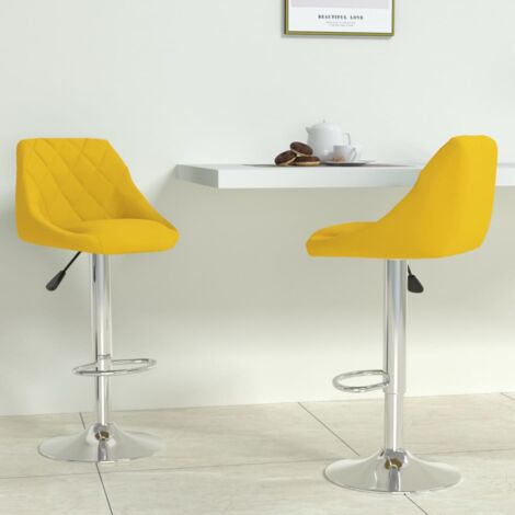 Lot de 2 Chaises de bar Tabourets de bar - Tabouret Haut Jaune moutarde Velours BV585029 - BonneVie (1/5)