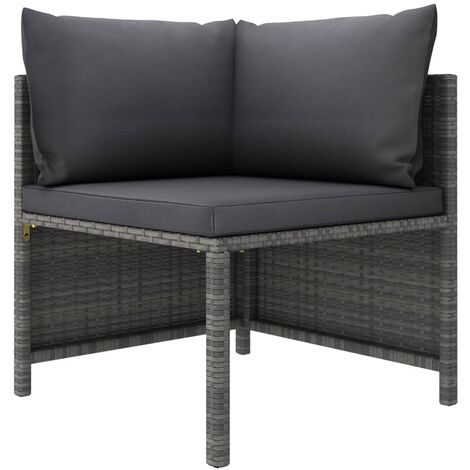 Canapé d'angle sectionnel, Canapé d'extérieur, Meuble de jardin, avec coussins Gris Résine tressée OIB8996E (1/5)