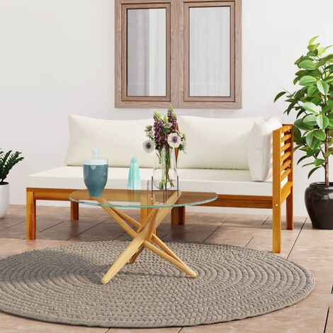 2 pcs Ensemble Canapés droits, Canapé de relaxation Meuble de Salon, et coussins blanc crème Acacia solide OIB8230E (1/5)