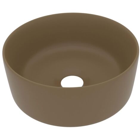Lavabo vasque à poser Luxueux, rond de luxe Bac à laver, Crème mat 40x15 cm Céramique OIB7888E (1/5)