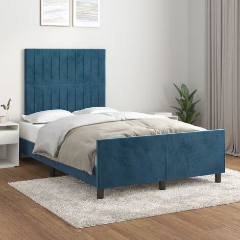 Lit adulte pour 2 personnes, Structure de lit, Assemblage Facile, avec tête de lit Bleu foncé 120x200 cm Velours OIB2330E (1/5)