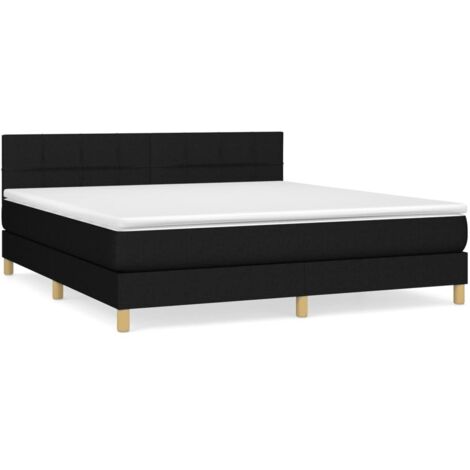 Lit adulte Contemporain Lit à sommier à sommier tapissier avec matelas Noir 160x200 cm Tissu 61114 (1/5)