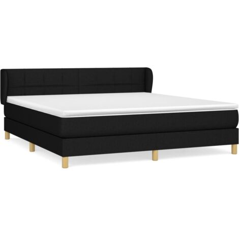 Lit adulte Contemporain Lit à sommier à sommier tapissier avec matelas Noir 160x200 cm Tissu 54968 (1/5)